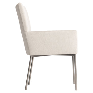 Bernhardt Bernhardt Sereno Arm Chair With Brushed Stainless Steel Base, Tapered Arms, Tailored Fabric Comfort 329542