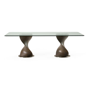 VIG Furniture Cleveland Contemporary Glass Dining Table With Grey Ash Double Pedestal, 94.5" Seats 8, Tempered VGCS-DT-16152-GRY