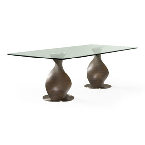 VIG Furniture Cleveland Contemporary Glass Dining Table With Grey Ash Double Pedestal, 94.5" Seats 8, Tempered VGCS-DT-16152-GRY