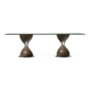 VIG Furniture Cleveland Contemporary Glass Dining Table With Grey Ash Double Pedestal, 94.5" Seats 8, Tempered VGCS-DT-16152-GRY