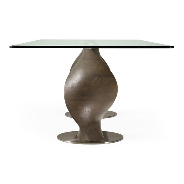 VIG Furniture Cleveland Contemporary Glass Dining Table With Grey Ash Double Pedestal, 94.5" Seats 8, Tempered VGCS-DT-16152-GRY