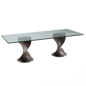 Vig Furniture Modrest Cleveland - Modern Glass Dining Table With Grey Ash Double Pedestal Base For Elegance Grey  Vgcs-dt-16152-gry