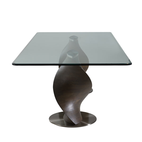 Vig Furniture Modrest Cleveland - Modern Glass Dining Table With Grey Ash Double Pedestal Base For Elegance Grey  Vgcs-dt-16152-gry