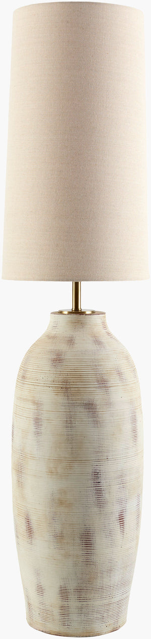 Surya Colfio 55" Traditional Accent Floor Lamp - Hand-painted Cement Base With Linen Shade For Cozy Lighting Body, Cream,Shade (Outside), Wheat,Shade (Inside), White,Cord, Translucent Cement,Linen,Linen,Linen,Plastic Clf-001