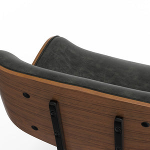 English Elm Dax Bentwood Office Chair with Tufted Vegan Faux Leather, Walnut Frame, Chrome Swivel Base Dark Gray B136P158583