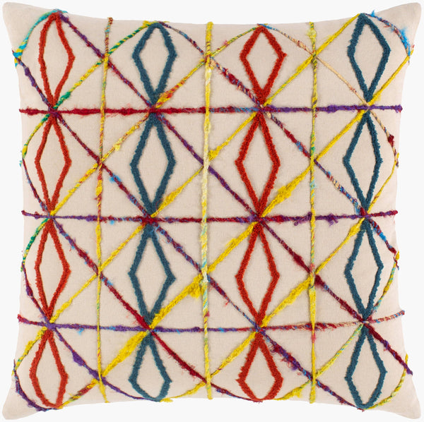 Surya Callie 22" X 22" Luxurious Cotton Accent Pillow - Stunning Detail For Comfort & Style In Any Room Red Cotton,Cotton Cli001-2222