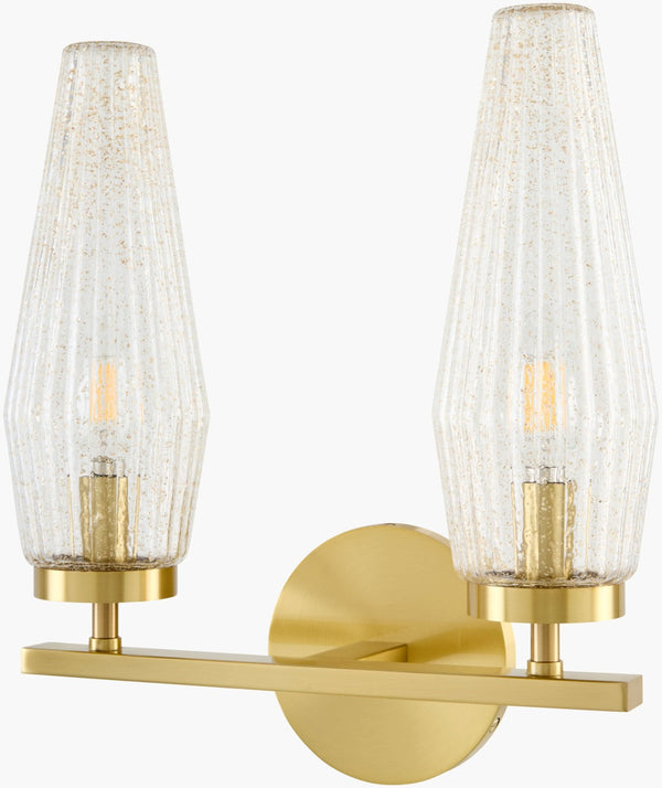 Surya Caelis Arts and Crafts Metal Glass Wall Sconce Warm Ambient Light for Entryways CLIS-002