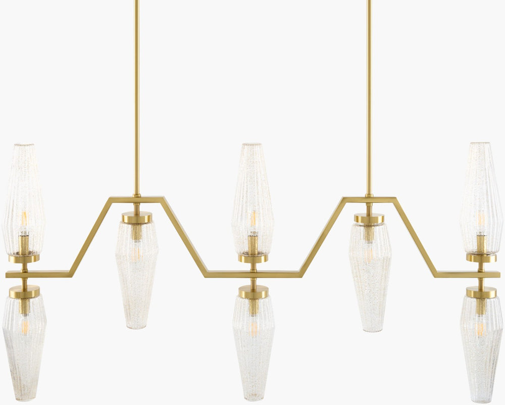 Surya Caelis Arts and Crafts Metal Glass Chandelier for Dining Rooms and Grand Entryways CLIS-009