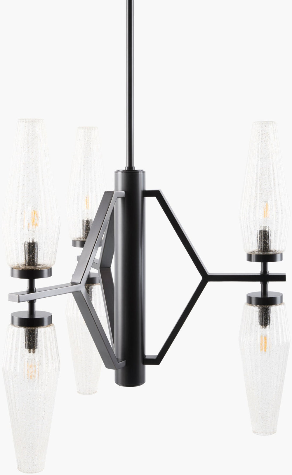 Surya Caelis Arts and Crafts Metal Chandelier with Glass Diffusers for Grand Dining Rooms CLIS-010