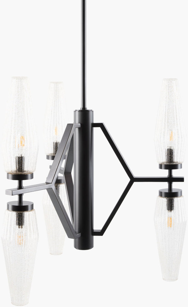 Surya Caelis Arts and Crafts Metal Chandelier with Glass Diffusers for Grand Dining Rooms CLIS-010