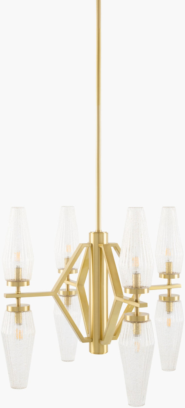 Surya Caelis Linear Metal and Glass Chandelier Arts and Crafts Style for Dining Rooms CLIS-011