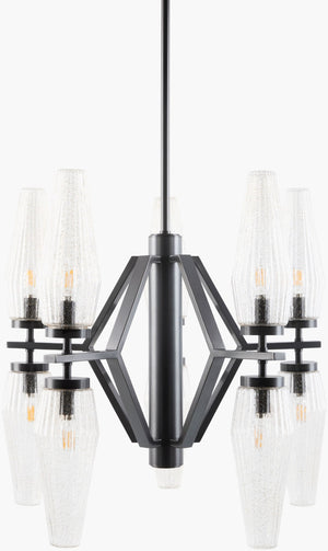 Surya Caelis Linear Arts and Crafts Chandelier with Glass Accents for Dining Rooms CLIS-012
