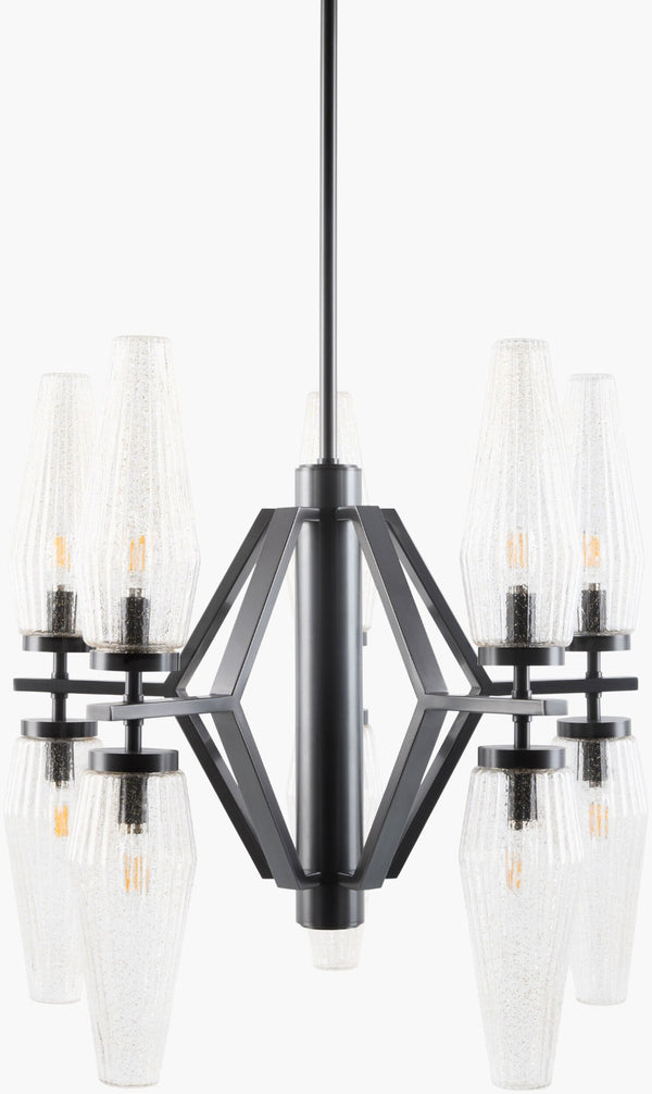 Surya Caelis Linear Arts and Crafts Chandelier with Glass Accents for Dining Rooms CLIS-012