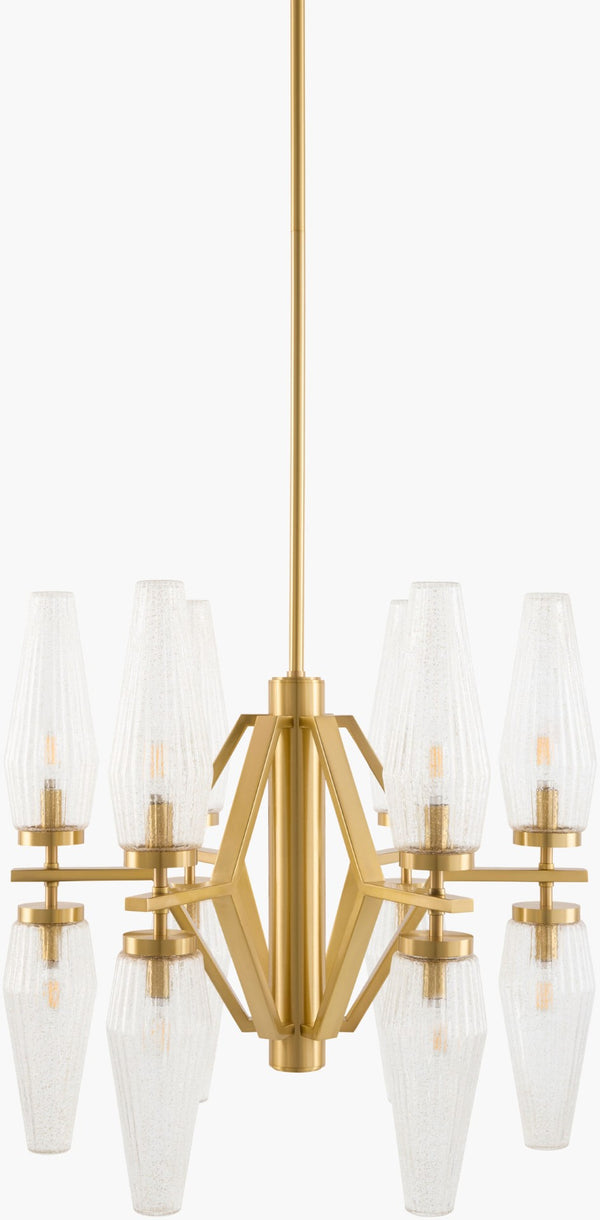Surya Caelis Arts and Crafts Metal Glass Chandelier Grand Dining Room Statement Fixture CLIS-013