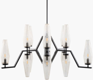 Surya Caelis Arts and Crafts Metal Glass Chandelier Grand Foyer Dining Statement Fixture CLIS-016