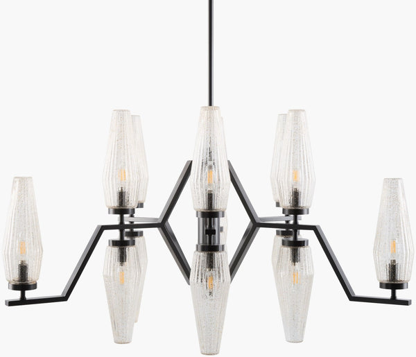 Surya Caelis Arts and Crafts Metal Glass Chandelier Grand Foyer Dining Statement Fixture CLIS-016