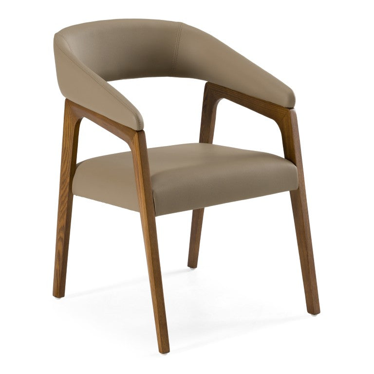 VIG Furniture Clive Taupe Vegan Leather Dining Chair With Walnut Ash Frame — Mid-Century Comfort, Limited Stock VGCSCH-1560