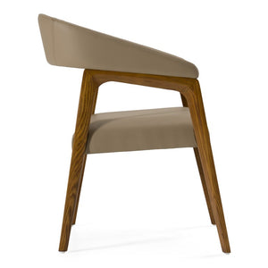 VIG Furniture Clive Taupe Vegan Leather Dining Chair With Walnut Ash Frame — Mid-Century Comfort, Limited Stock VGCSCH-1560