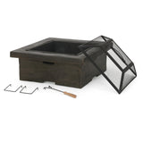 Christopher Knight Home® - Noble House - Bolton Outdoor Lightweight Concrete Wood Burning Square Fire Pit, Gray