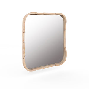 A.R.T. Furniture Post Square Accent Mirror - Cracked Almond Finish With Multi-level Texture - Unique Wall Art Piece Light Brown Ash & Pine Solid,Resin,Glass 288123-2355