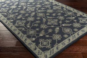 Surya Castello 9' X 13' Handmade Wool Rug - Elegant, Timeless Design With Medium Pile & Limited Warranty Ink Blue Wool Cll1000-913