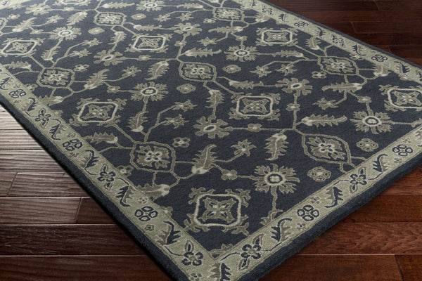 Surya Castello 9' X 13' Handmade Wool Rug - Elegant, Timeless Design With Medium Pile & Limited Warranty Ink Blue Wool Cll1000-913