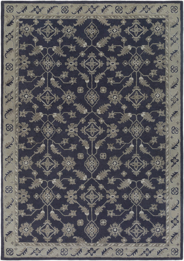 Surya Castello 9' X 13' Handmade Wool Rug - Elegant, Timeless Design With Medium Pile & Limited Warranty Ink Blue Wool Cll1000-913