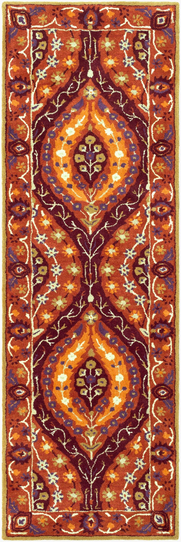 Surya Castello 9' X 13' Handmade Wool Rug - Elegant, Timeless Design With Medium Pile & Limited Warranty Burgandy Wool Cll1024-268