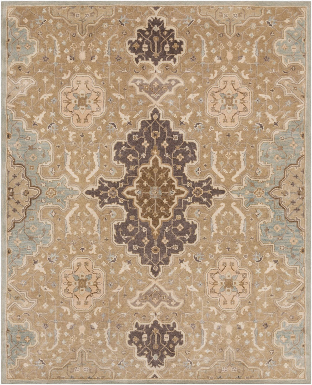 Surya Castello 9' X 13' Handmade Wool Rug - Elegant, Timeless Design With Medium Pile & Limited Warranty Dusty Sage Wool Cll1025-268