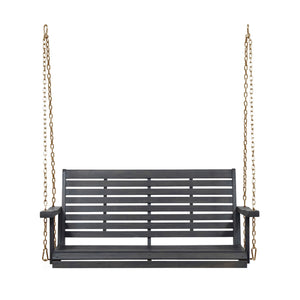 English Elm Tasmania Acacia Hardwood Porch Swing Slatted Outdoor Bench with Hanging Chains 69655.00DGRY