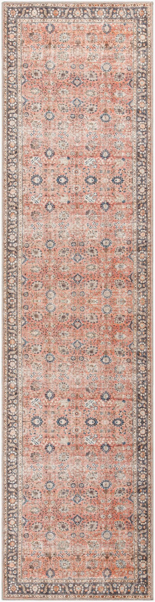 Livabliss Colin Flatweave Runner Rug Cotton Chenille Blend Traditional Pattern Hallway Accent Dusty Coral, Ru 2'7" x 10' CLN2301-2710