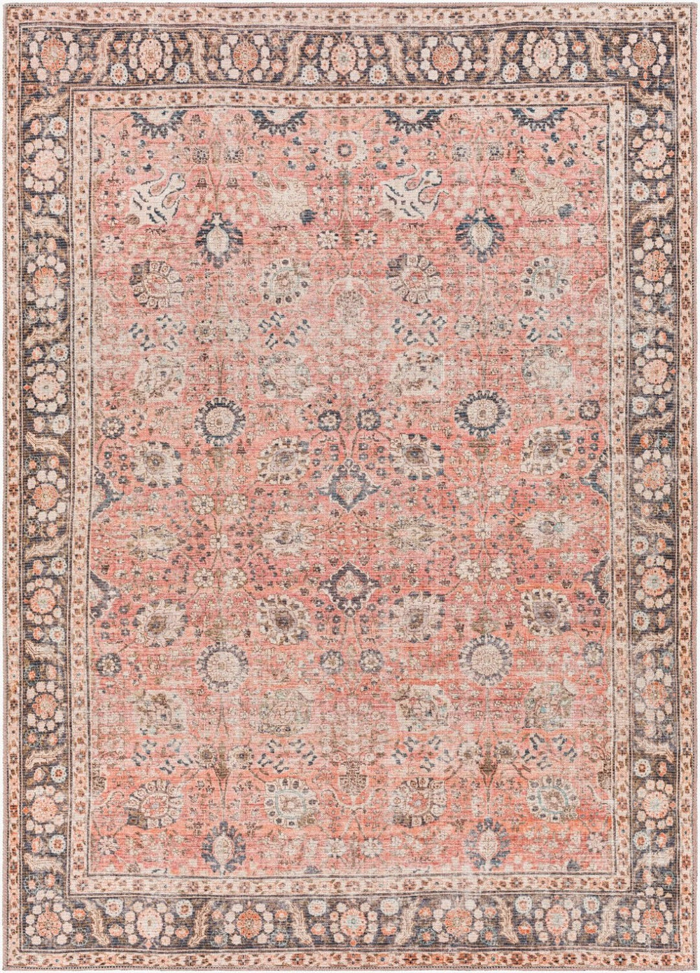 Livabliss Colin Flatweave Runner Rug Cotton Chenille Blend Traditional Pattern Hallway Accent Dusty Coral, Ru 5'3" x 7'3" CLN2301-5373