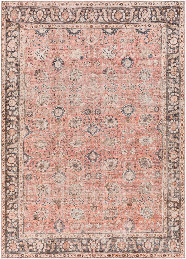 Livabliss Colin Flatweave Runner Rug Cotton Chenille Blend Traditional Pattern Hallway Accent Dusty Coral, Ru 5'3" x 7'3" CLN2301-5373