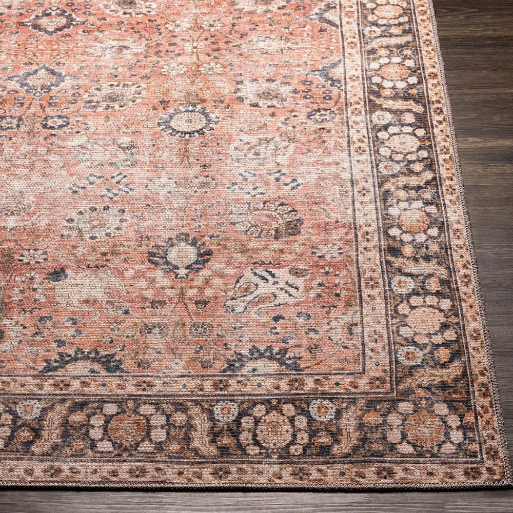 Livabliss Colin Flatweave Runner Rug Cotton Chenille Blend Traditional Pattern Hallway Accent Dusty Coral, Ru 5'3" x 7'3" CLN2301-5373