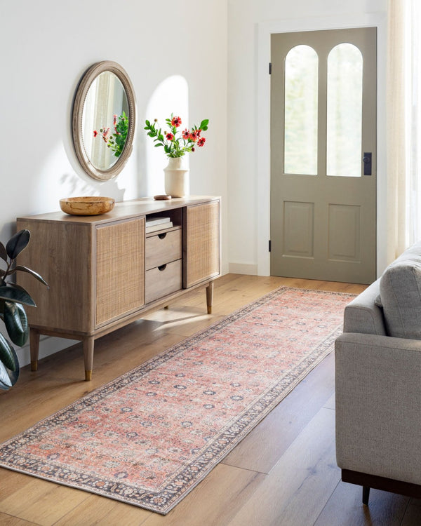 Livabliss Colin Flatweave Runner Rug Cotton Chenille Blend Traditional Pattern Hallway Accent Dusty Coral, Ru 5'3" x 7'3" CLN2301-5373
