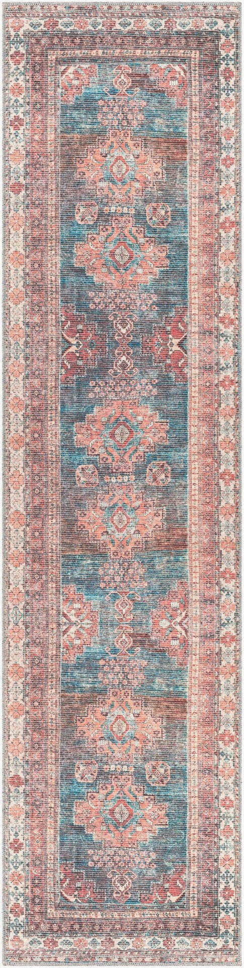 Livabliss Colin Flatweave Runner Cotton Chenille Blend Turkish Machine Woven Hallway Rug Blue, Dusty Cor 2'7" x 10' CLN2305-2710
