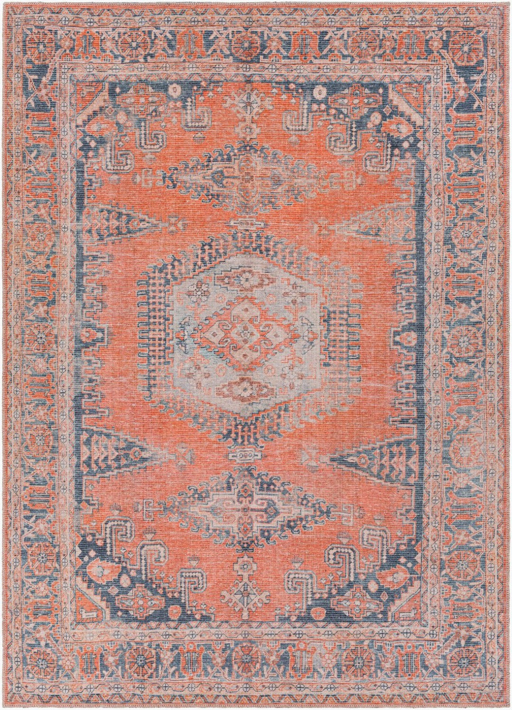 Livabliss Colin Flatweave Runner Rug Turkish Woven Chenille Cotton Blend Hallway Entryway Burnt Orange, B 5'3" x 7'3" CLN2306-5373