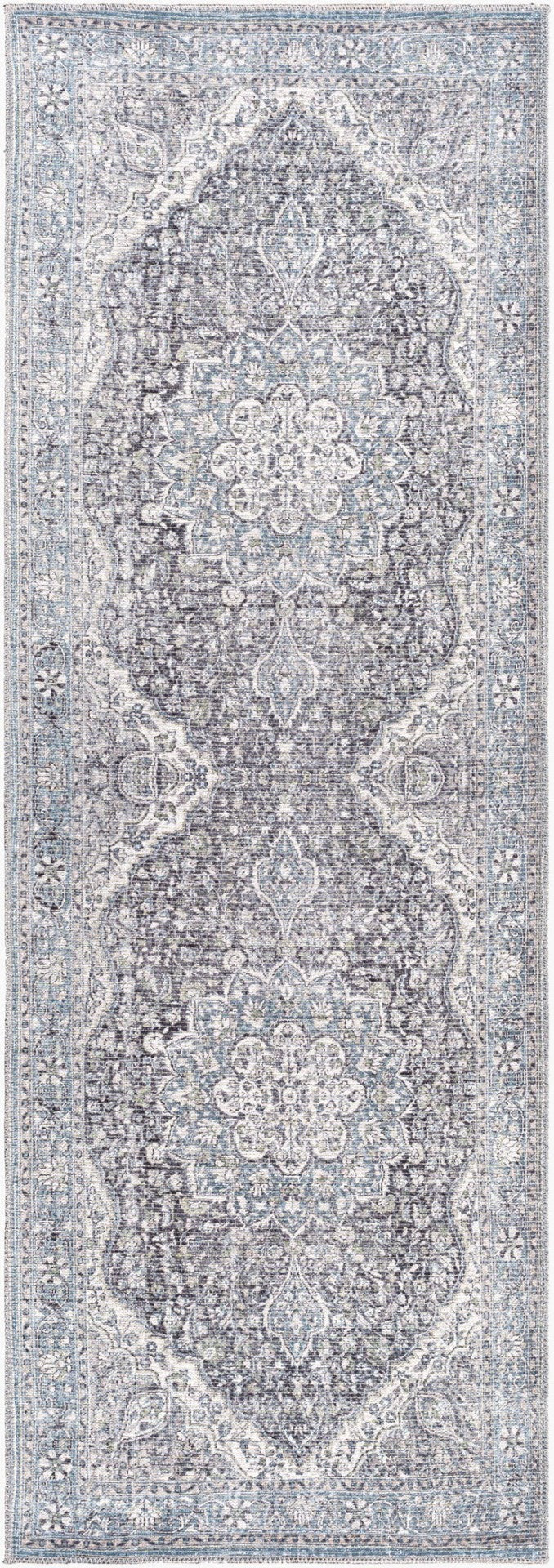 Livabliss Colin Flatweave Runner Rug Turkish Woven Chenille Cotton Blend for Hallways and Entryways Light Blue, Med 2'7" x 10' CLN2308-2710