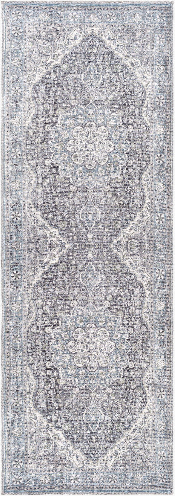 Livabliss Colin Flatweave Runner Rug Turkish Woven Chenille Cotton Blend for Hallways and Entryways Light Blue, Med 2'7" x 10' CLN2308-2710