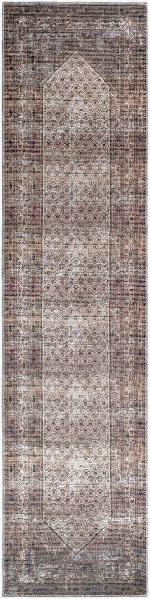 Livabliss Colin Traditional Runner Rug Soft Chenille Blend for Hallways Entryways and Bedside Areas Dark Blue, Tan 2'7" x 10' CLN2312-2710