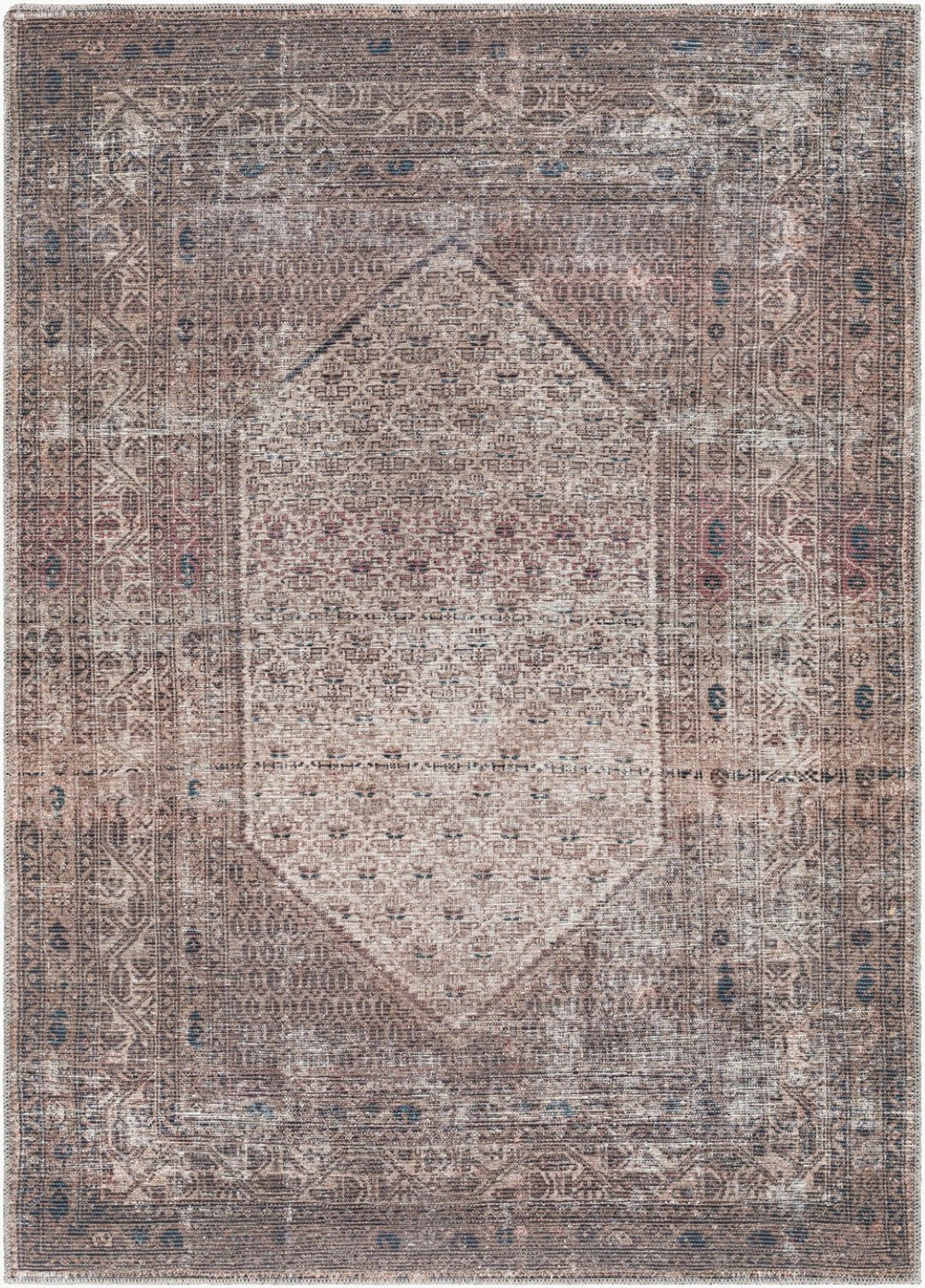 Livabliss Colin Traditional Runner Rug Soft Chenille Blend for Hallways Entryways and Bedside Areas Dark Blue, Tan 9'2" x 12' CLN2312-9312