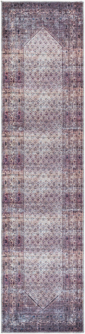 Livabliss Colin Traditional Runner Rug Chenille Blend Soft Pile for Hallway or Entryway Plum, Ink Blue 2'7" x 10' CLN2313-2710
