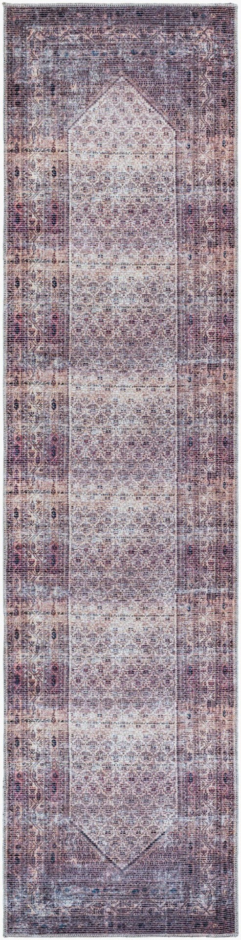 Livabliss Colin Traditional Runner Rug Chenille Blend Soft Pile for Hallway or Entryway Plum, Ink Blue 2'7" x 10' CLN2313-2710