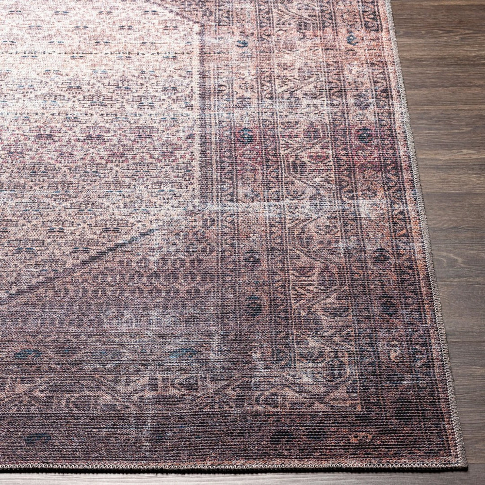 Livabliss Colin Traditional Runner Rug Chenille Blend Soft Pile for Hallway or Entryway Plum, Ink Blue 6'7" x 9' CLN2313-679
