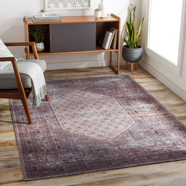 Livabliss Colin Traditional Runner Rug Chenille Blend Soft Pile for Hallway or Entryway Plum, Ink Blue 6'7" x 9' CLN2313-679