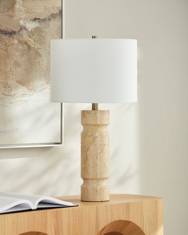 Surya Colonna Jute Base Table Lamp with Fabric Shade for Bedroom or Living Room Ambiance CLNO-001