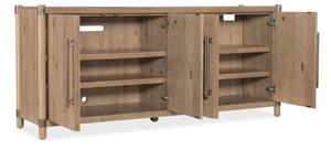 Hooker Furniture Vineyard Pecky Hickory Entertainment Credenza In Sonoma Finish — Rustic Hammered Metal, Tv To 75" 6952-55478-80
