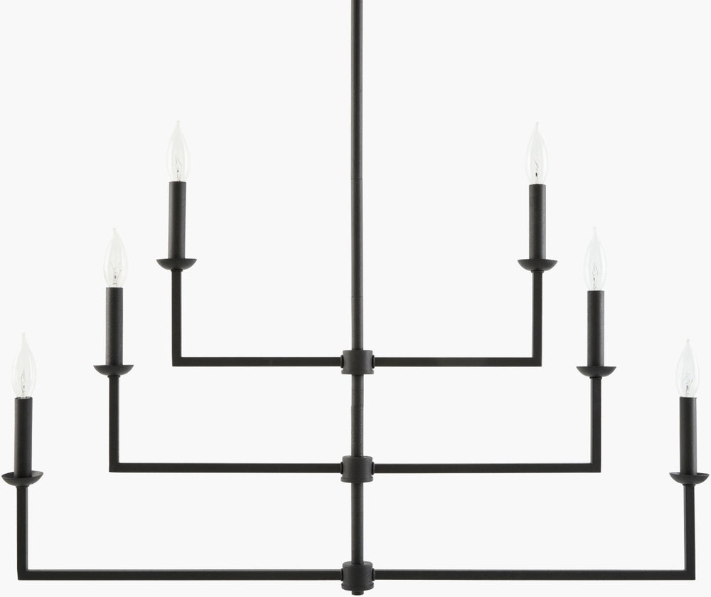Surya Calira Art Deco Metal Chandelier Grand Scale Geometric Design for Dining or Foyer CLRA-001