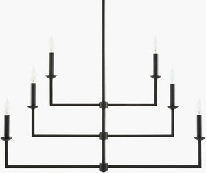 Surya Calira Art Deco Metal Chandelier Grand Scale Geometric Design for Dining or Foyer CLRA-001