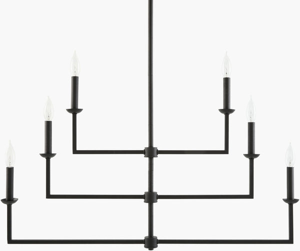 Surya Calira Art Deco Metal Chandelier Grand Scale Geometric Design for Dining or Foyer CLRA-001